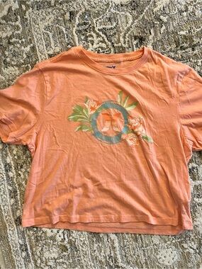 Hurley Coral T-Shirt with Blue Logo